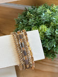 Brown, Crystal, & Gold Stretch Set of Bracelets