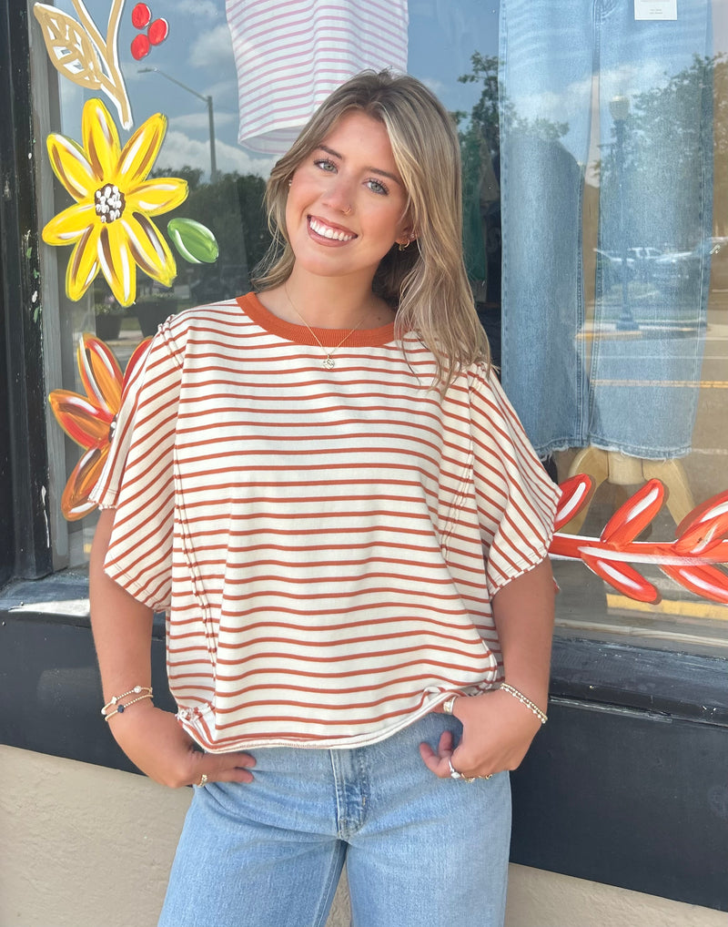 Angel Stripe Round Neck Tee