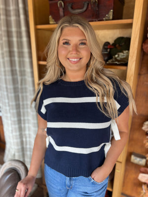 Striped Side Tie Sweater