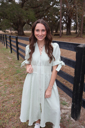 Sage Striped Dress