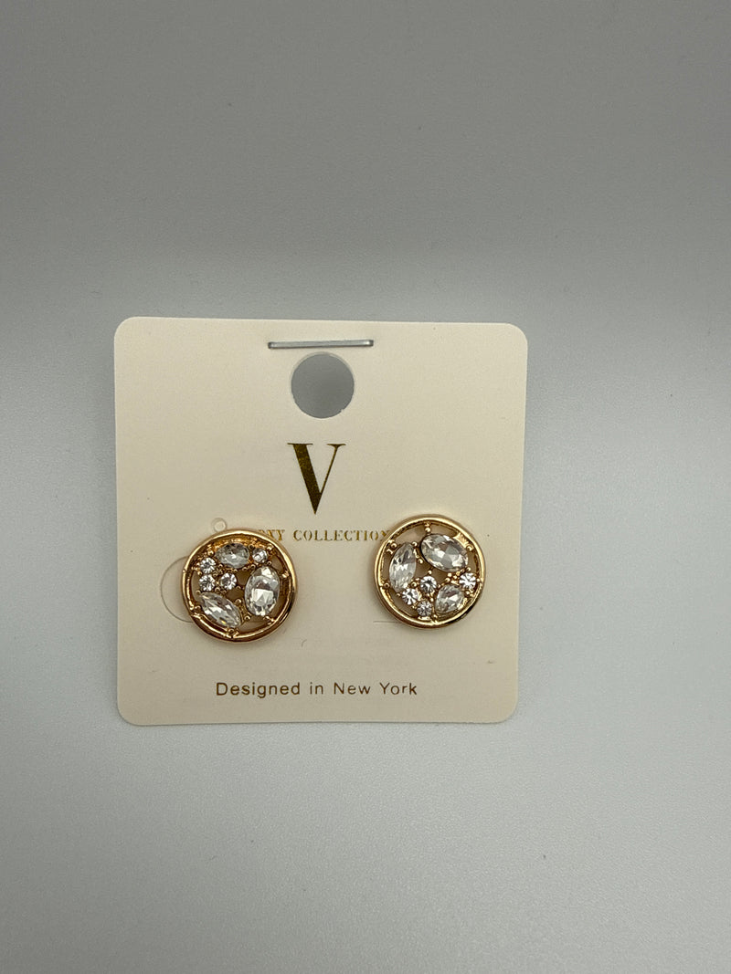 Pave Disk Stud Earrings
