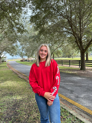 Sparkle Candy Cane Christmas Sweatshirt