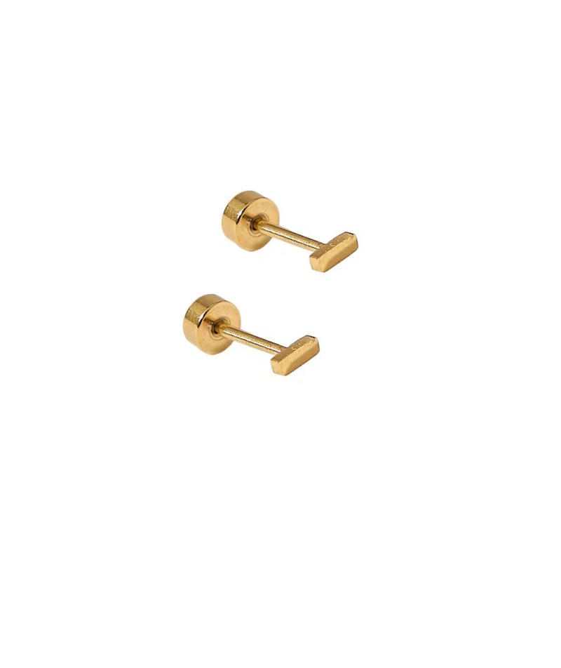 Screwback Stud Earrings- Micro Bar