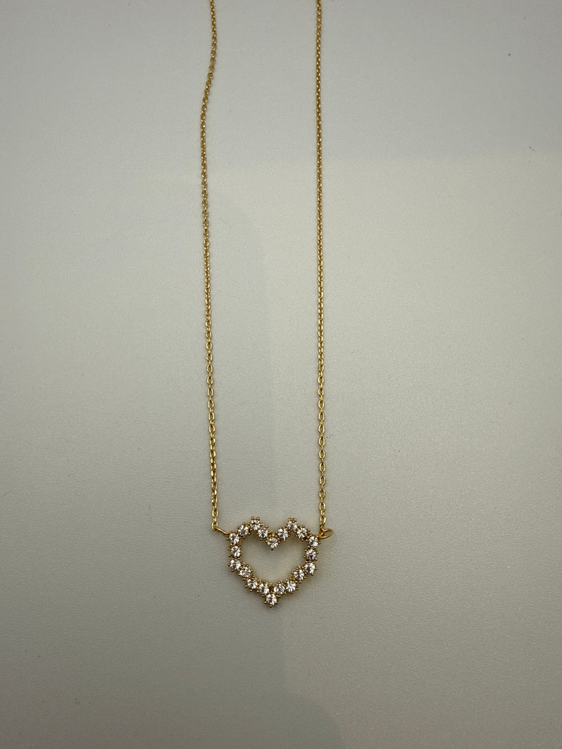 Big Open Heart Rhinestone Necklace ￼