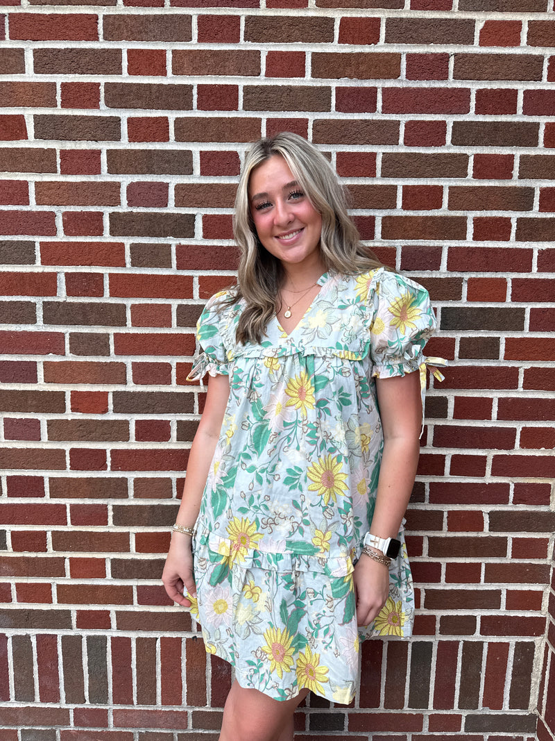 Floral Mint Ruffle Dress