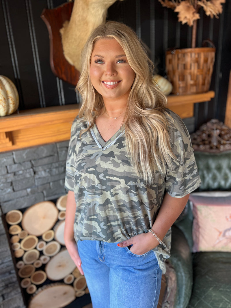 V-neck Camo Tee