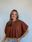 Caramel Jersey Bubble Hem Top