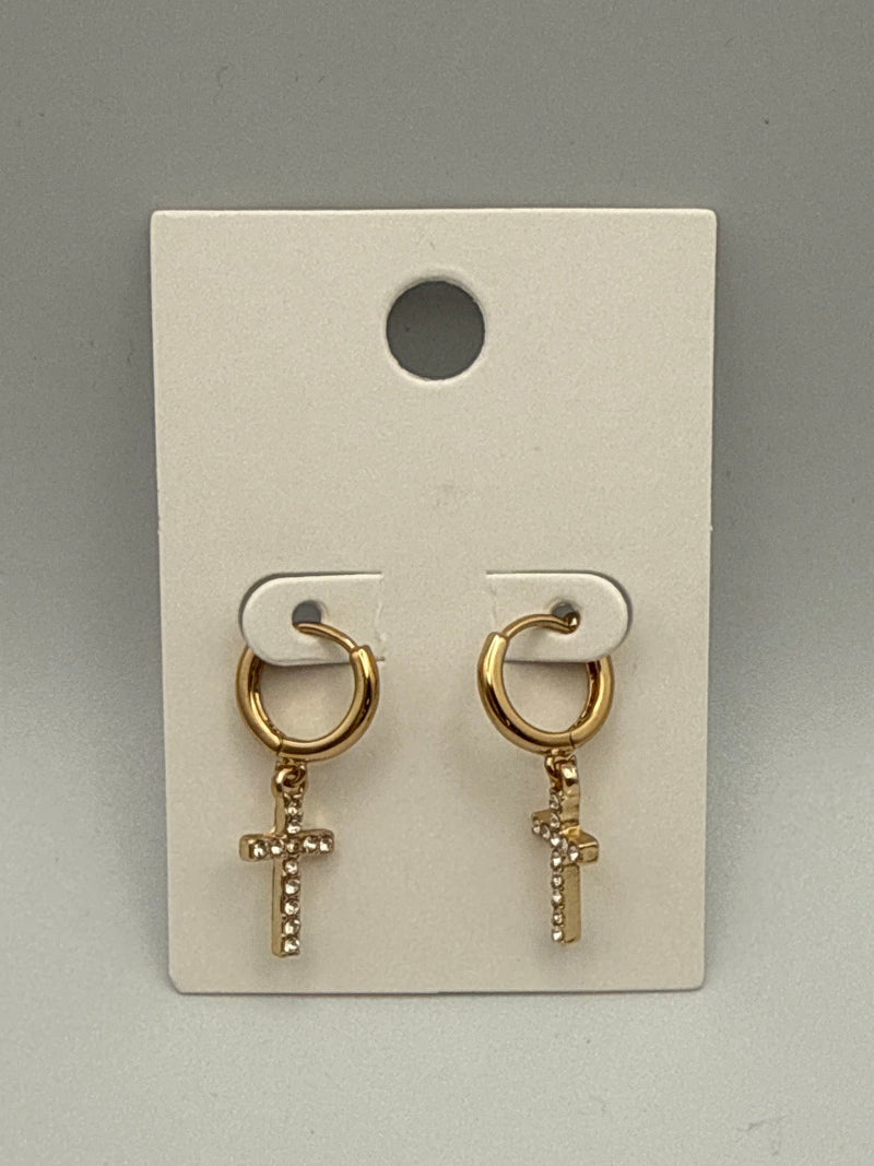 Pave Cross Hoops