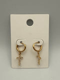 Pave Cross Hoops