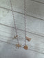 Gold Pearl With Boot, Heart, Bow, & Cross 16-18” Necklace