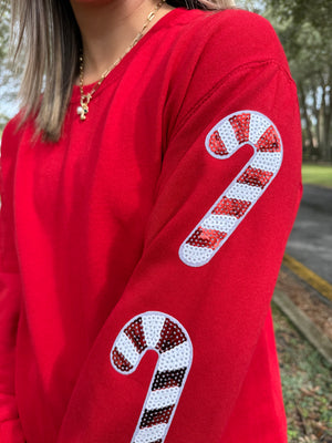 Sparkle Candy Cane Christmas Sweatshirt