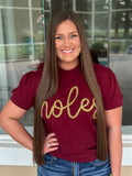 Noles Glitter Script Top