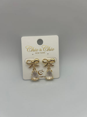 Clear Drop Bow Earring