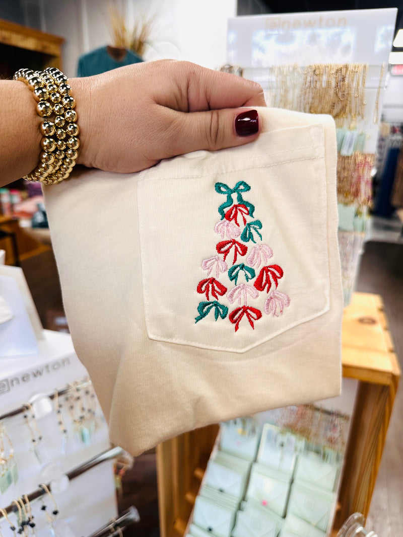 Embroidered Bow Tree Tee