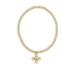 CLASSIC GOLD 3MM BEAD BRACELET - CLASSIC BEADED SIGNATURE CROSS GOLD CHARM - 4MM BEAD GOLD