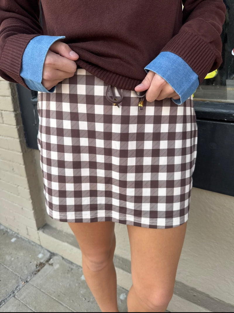 Chocolate Gingham Skort