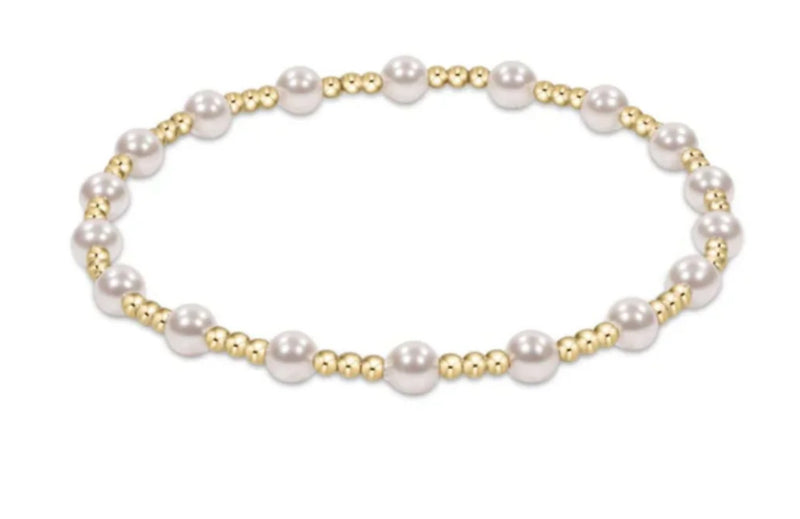 Classic Sincerity Pattern 4mm Bead Bracelet- Pearl