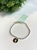 Classic Sterling Mixed Metal 3mm Bead Bracelet - Blessed Gokd Disc