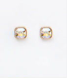 AB Crystal Square Stud .5” Earrings