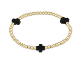 Enewton Extends - Signature Cross Gold Pattern 3mm Bead Bracelet - Onyx