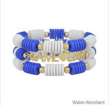 Royal Blue & White Gameday Set of 3 Stretch Bracelets
