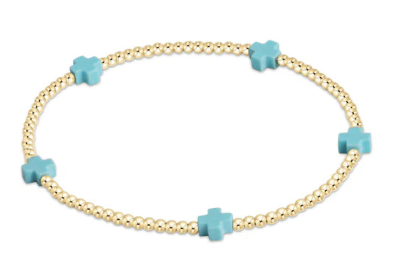 Egirl Signature Cross Gold Pattern 2mm Bead Bracelet