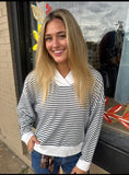 Zara Striped V-Neck Long Sleeve Sweater