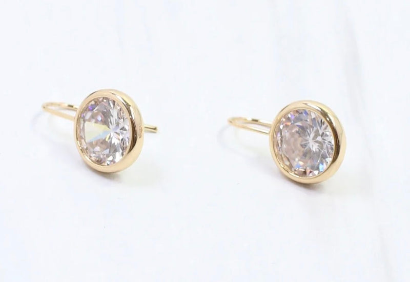 Esther Round CZ Fish Hook Earrings