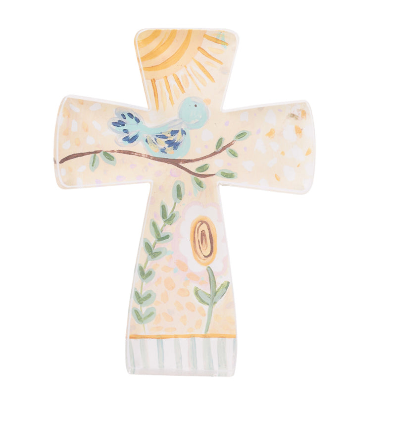 Blue Bird Standing Acrylic Cross
