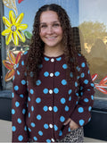 Kendall Brown & Blue Polka Dot Cardigan