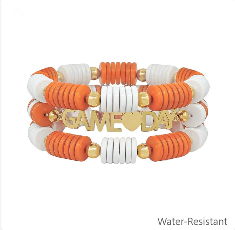 Orange & White Gameday Set of 3 Stretch Bracelets