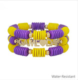 Purple & Yellow Gameday Set of 3 Stretch Bracelets