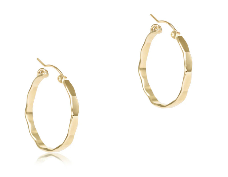 Scalloped Round Gold 1.25” Hoop-Smooth