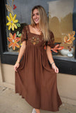 Avery Floral Long Sleeve Smocked Midi Dress