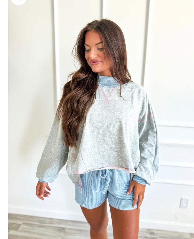 Spun Sugar Rib Mock Neck Set