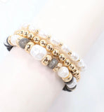 Bowie Bead and Pearl Stretch Bracelet Set