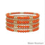 Orange & Gold Beaded Set of 7 Stretch Bracelets
