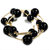 Black with Gold Ball Set of 2 Stretch Bracelets