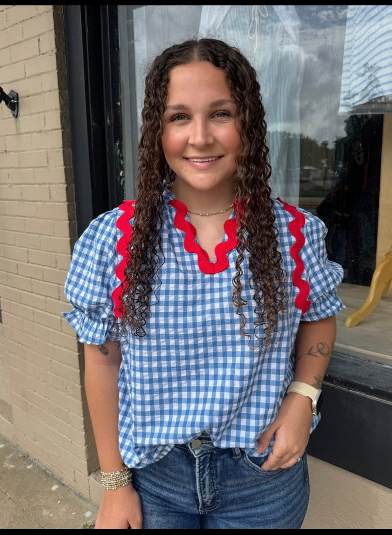 Amelia Gingham Puff Sleeve Blouse