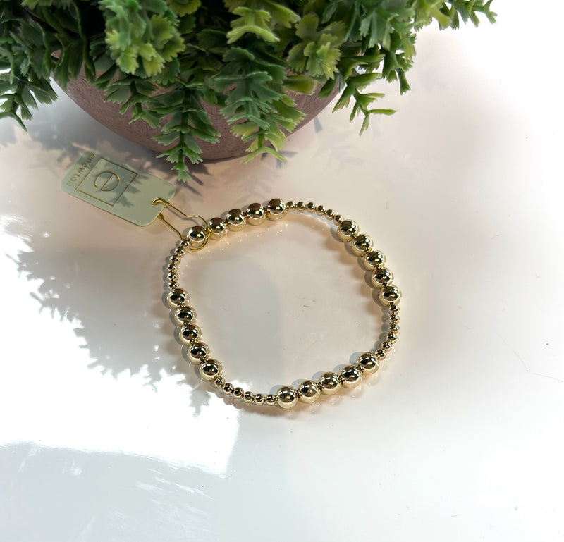 Classic Gold Blissful Pattern 3mm Bead Bracelet-6mm