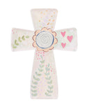 Flowers and Hearts Standing Acrylic Cross