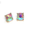 AB Clear Square Stone Stud Earrings