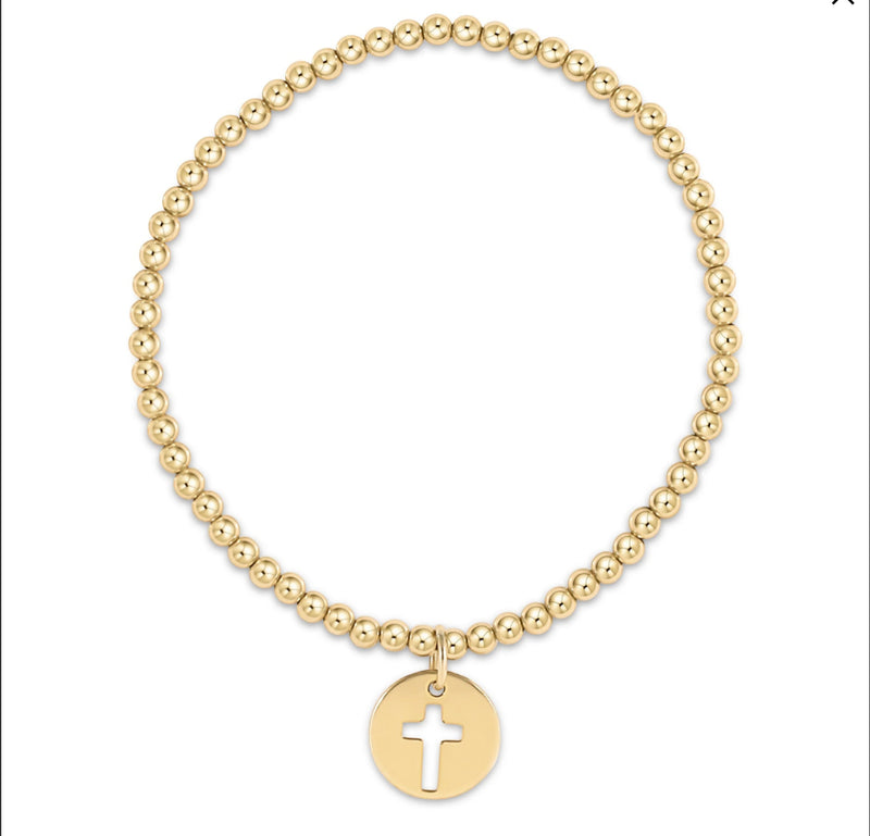 Classic Gold 3mm Bead Bracelet Blessed Gold Disc