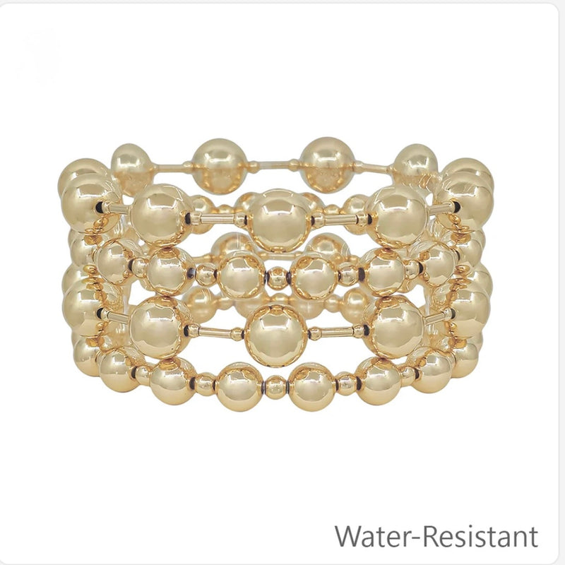 Gold Beaded 10mm Set of 4 Stretch Bracelets