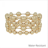 Gold Beaded 10mm Set of 4 Stretch Bracelets