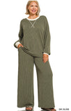 Olive Ribbed Set