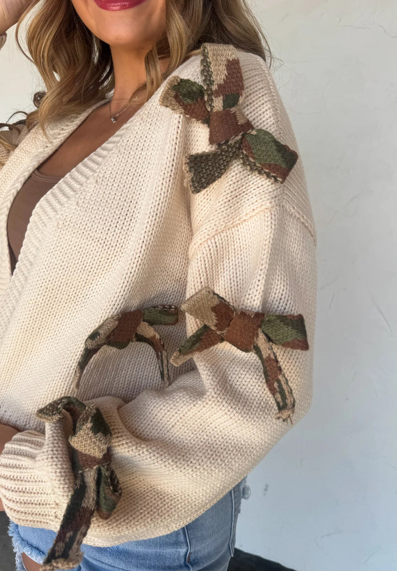 Camo Bow Cardigan