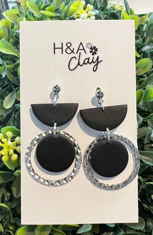 H&A Clay Black  Drop Earrings