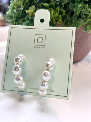 Beaded 1” Post Hoop - Admire Pearl
