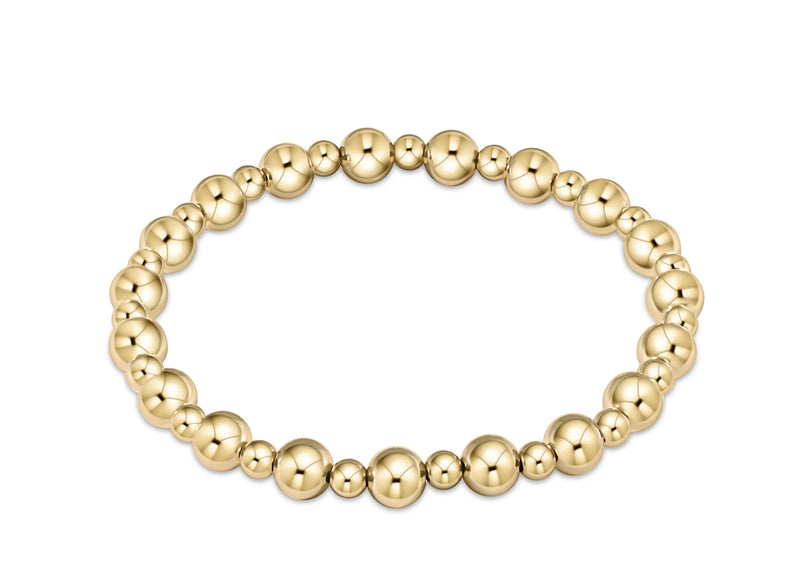 Classic Grateful Pattern 6mm Bead Bracelet - Gold